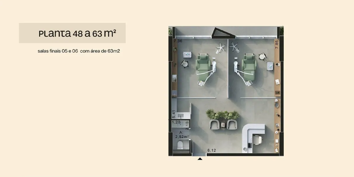Planta Salas de 48 a 63 m², Martim
