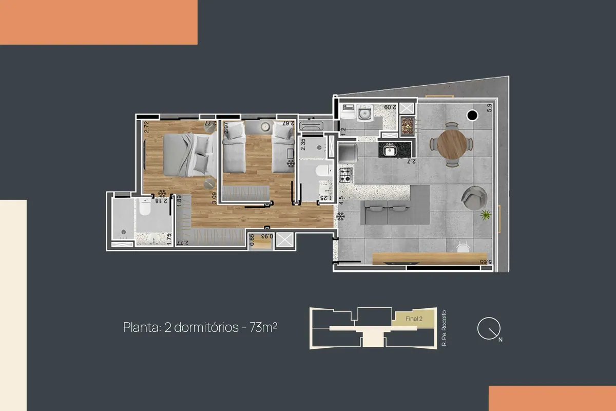 Planta 2 quartos, Matiss Vila Ema