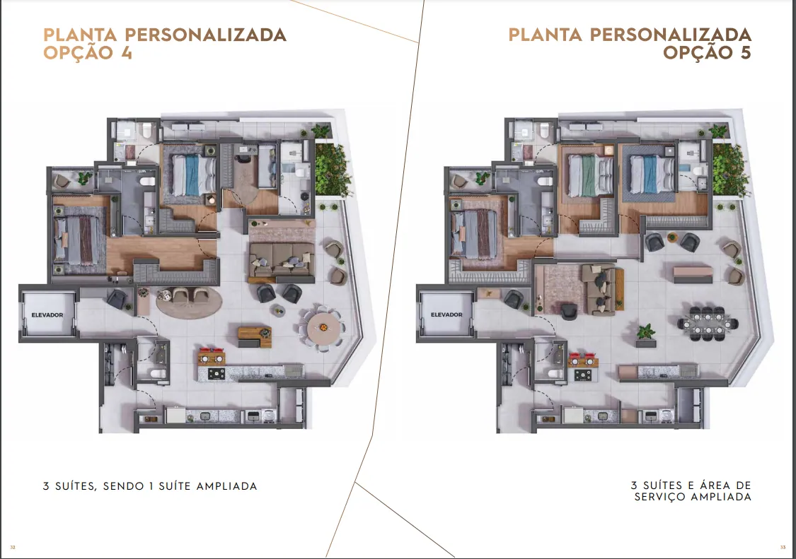 Planta 3 suítes com suíte ampliada, Montante Living Design