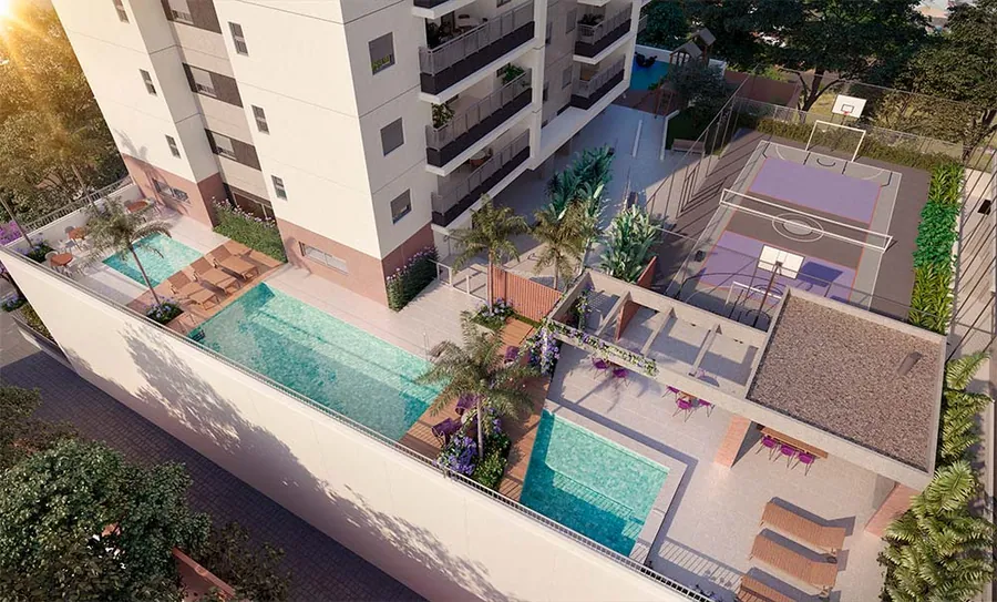 Piscina com solário, Quadria Satélite