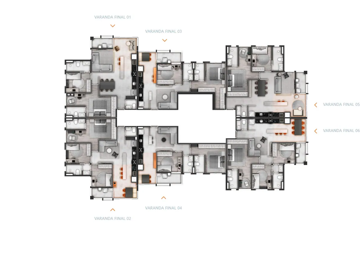 Planta Torre II, 2 ou 3 quartos, Signature Royal Park